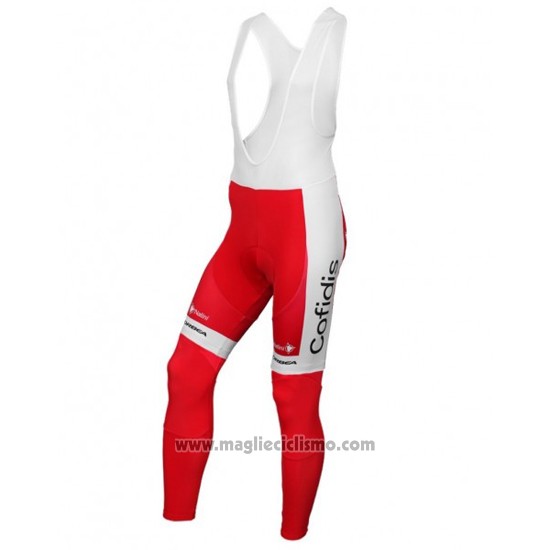2016 Abbigliamento Ciclismo Cofidis Bianco e Rosso Manica Lunga e Salopette